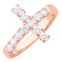 14K White Gold Cross Diamond Ring for Women Lab or Natural Diamonds in Rose color img