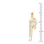 Size demonstration - 14K Yellow Gold Wrench Custom Large Diamond Pendant For Men 3 Inches Trade Tools in Yellow color near the ruler img