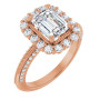 Diana Lab Grown Diamond Ring | 2 Carat Emerald Diamond Halo-Style Engagement Ring in Rose color img