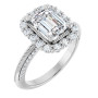 Diana Lab Grown Diamond Ring | 2 Carat Emerald Diamond Halo-Style Engagement Ring in White color  img