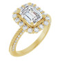 Diana Lab Grown Diamond Ring | 2 Carat Emerald Diamond Halo-Style Engagement Ring in Yellow color  img