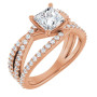 Eloise 1 Carat Square Diamond Accented Engagement Ring in Rose color img