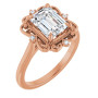 Ember Lab Grown Diamond Ring | 2 Carat Emerald Diamond Vintage-Inspired Engagement Ring in Rose color img