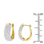 Size demonstration - Gold Pave Diamond Hoop Earrings 1.5ct 14K Gold in Yellow color near the ruler img
