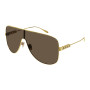 Gucci Women's Sunglasses Gold Single Lens GG1436S002 Brown Lenses (front view) img
