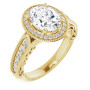 Hannah Lab Grown Diamond Ring | 2 Carat Oval Diamond Vintage-Inspired Halo-Style Engagement Ring in Yellow color  img