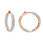 1 Inch Diamond Hoop Earrings 1.31ct 14K Gold in Rose color img
