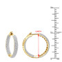 Size demonstration - 1 Inch Diamond Hoop Earrings 1.31ct 14K Gold in Yellow color near the ruler img