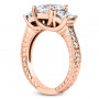 Back view of the Thin 18K White Gold Diamond Three Stones Engagement Ring 0.66ct in Rose color img