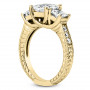 Back view of the Thin 18K White Gold Diamond Three Stones Engagement Ring 0.66ct in Yellow color img