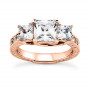 Thin 18K White Gold Diamond Three Stones Engagement Ring 0.66ct in Rose color img