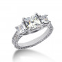 Thin 18K White Gold Diamond Three Stones Engagement Ring 0.66ct in White color  img