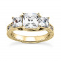 Thin 18K White Gold Diamond Three Stones Engagement Ring 0.66ct in Yellow color  img