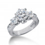18K White Gold Diamond Three Stones Engagement Ring 3.04ct in White color  img