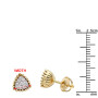 Size demonstration - Fashion Triangle Cluster Diamond Earrings Studs in 14k Gold by Luxurman in Yellow color near the ruler img
