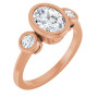 Jordyn 1 Carat Oval Diamond Three-Stone Bezel-Set Engagement Ring in Rose color img