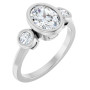Jordyn 1 Carat Oval Diamond Three-Stone Bezel-Set Engagement Ring in White color  img