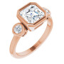 Jordyn Lab Grown Diamond Ring | 2 Carat Asscher Diamond Three-Stone Bezel-Set Engagement Ring in Rose color img