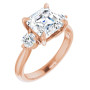 Kehlani Lab Grown Diamond Ring | 3 Carat Asscher Diamond Three-Stone Engagement Ring in Rose color img