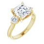 Kehlani Lab Grown Diamond Ring | 3 Carat Asscher Diamond Three-Stone Engagement Ring in Yellow color  img