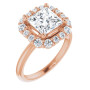 Kimberly Lab Grown Diamond Ring | 2 Carat Square Diamond Halo-Style Engagement Ring in Rose color img