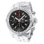 Large 48mm Men's Diamond Watch Breitling Super Avenger Black Dial 2.5ct Bezel (front view) img