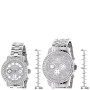 Size demonstration - Matching His and Hers Luxurman Diamond Bezel Watch Set 6ct near the ruler img