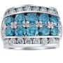 Men's 10k or 14k Gold Round Blue and White Lab Grown Diamond Anniversary Ring l 6.95ct l F VS in White color  img