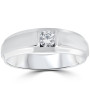 Men's 10k or 14k White Gold Round Diamond Ring l 0.16ct l H-I in White color  img