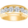 Men's 10k or 14k Yellow Gold Round Diamond Wedding Ring l 3.95ct l H in Yellow color  img