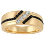 Men's 10k or 14k Gold Round White and Black Diamond Wedding Ring l 0.96ct l H-I in Yellow color  img