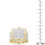 Size demonstration - Men's Diamond Rings 10K or 14K Yellow Gold Round Diamond Ring 1.30ct in Yellow color near the ruler img