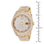 Size demonstration - Men's Iced Out Diamond Watch | 18k Gold Rolex Sky Dweller 42mm Oyster Bracelet near the ruler img