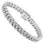 Men's Lab Diamond Cuban Link Bracelet in Sterling Silver 8mm Wide (front view) img