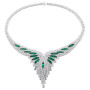 Back view of the Unique 18K Gold Necklace for Women Lab Diamonds & Green Emeralds 32 Carats in White color img