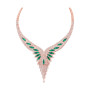 Unique 18K Gold Necklace for Women Lab Diamonds & Green Emeralds 32 Carats in Rose color img