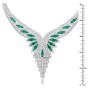 Size demonstration - Unique 18K Gold Necklace for Women Lab Diamonds & Green Emeralds 32 Carats in White color near the ruler img