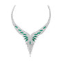 Unique 18K Gold Necklace for Women Lab Diamonds & Green Emeralds 32 Carats in White color  img