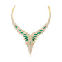 Unique 18K Gold Necklace for Women Lab Diamonds & Green Emeralds 32 Carats in Yellow color  img