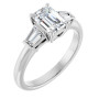 Nova 1 Carat Emerald Diamond Baguette Accented Engagement Ring in White color  img