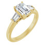 Nova 1 Carat Emerald Diamond Baguette Accented Engagement Ring in Yellow color  img