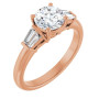 Nova 1 Carat Round Diamond Baguette Accented Engagement Ring in Rose color img