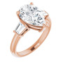 Nova Lab Grown Diamond Ring | 3 Carat Pear Diamond Baguette Accented Engagement Ring in Rose color img