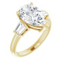 Nova Lab Grown Diamond Ring | 3 Carat Pear Diamond Baguette Accented Engagement Ring in Yellow color  img