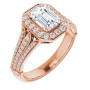 Poppy 1 Carat Emerald Diamond Halo-Style Engagement Ring in Rose color img