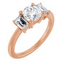 Rose 1 Carat Cushion Diamond Three-Stone Engagement Ring in Rose color img