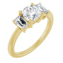 Rose 1 Carat Cushion Diamond Three-Stone Engagement Ring in Yellow color  img