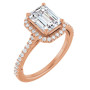 Rylee Lab Grown Diamond Ring | 2 Carat Emerald Diamond Halo-Style Engagement Ring in Rose color img