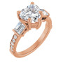Scarlett 2 Carat Heart Diamond Baguette Accented Engagement Ring in Rose color img