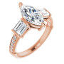 Scarlett 2 Carat Marquise Diamond Baguette Accented Engagement Ring in Rose color img